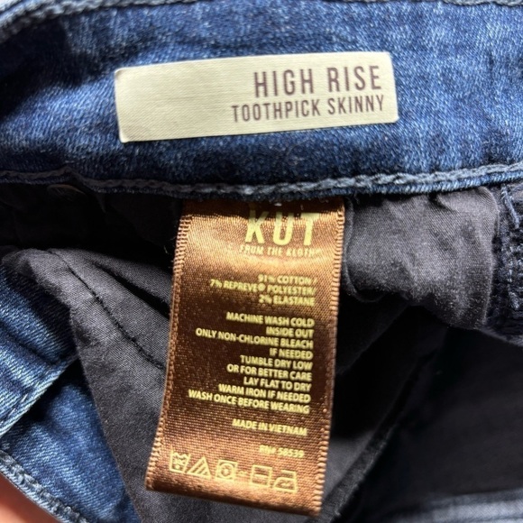 Kut from the Kloth Jeans Womens 6 High Rise Toothpick Skinny Stretch Distressed - Picture 2 of 5